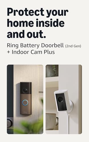 Image of Ring Battery Doorbell (newest model), Matte Mocha with Indoor Cam Plus, White