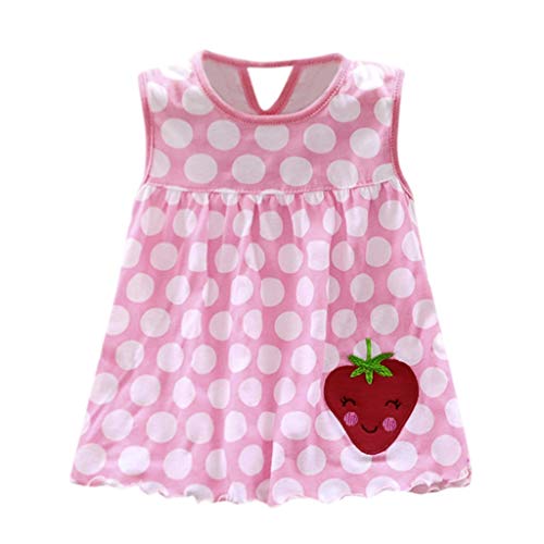 Baby Girl Dresses, Toddler Cute Baby Cotton Flower Children Dot Striped Tees Dress T-Shirt VestFree Size Girls Dress&Skirt Baby Clothing for Easter