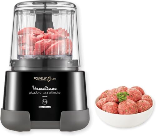Moulinex 1, 2, 3 Ultimate, Picadora eléctrica de 1000 W, Cuchillas Powelix