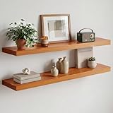 Homeforia Estantes flotantes de roble de 36 pulgadas de largo, estantes de cocina de madera de roble miel de 36 pulgadas