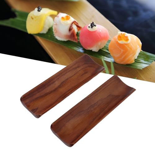 Platos de sushi de madera sólida Yosoo 2 piezas rectangulares miniatura 6