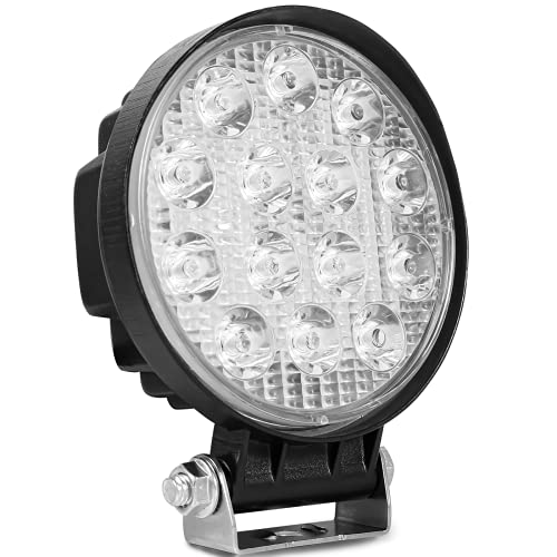 Farol De Milha 14 Leds Azul 48w Redondo 6500K-7000K A Prova D'água Neblina para Carro Jeep Troller