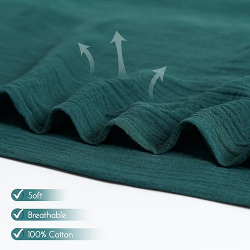 Image of Meracorallo Muslin Swaddle Blanket, 100% Cotton Receiving Blanket Soft and Breathable Swaddle Wrap for Baby Boys and Girls, Dark Green
