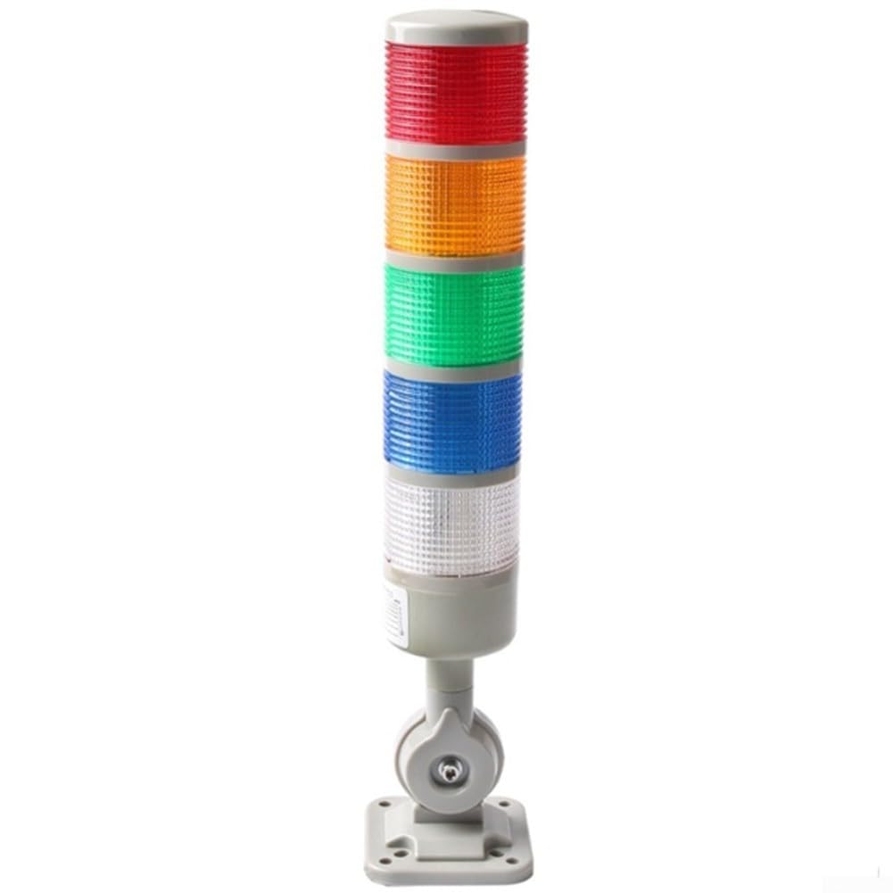 Signalturm-Stapelleuchten, industrielle Maschinen-Signalleuchten, Kontrollleuchte mit drehbarem Sockel (5 Stufen mit Summer)
