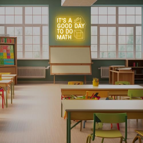 Image of It's A Good Day To Do Math Neon Sign, Math Classroom Decor, Math Teacher Gift, Funny Classroom Art Wall Decoration, 16.5 inchx13 inch, Yellow