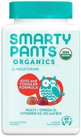 Smarty Pants Organics - Gomitas multivitamínicas vegetarianas para niños y niños pequeños, 180 unidades
