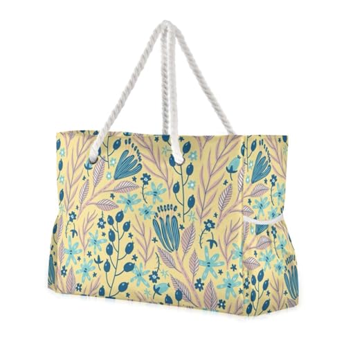 LI ZHI XIN Bolsas de playa para mujer, bolsa de viaje para grandes vacaciones familiares, a la moda, impermeable, con bolsa con cremallera, hojas de árbol tropical, flores florales, multicolor, Talla