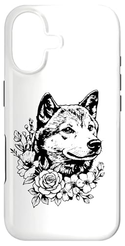 Womens Retro Vintage Floral Black Tan Shiba Inu Dog Lover �X�}�z�P�[�X iPhone 17 �p