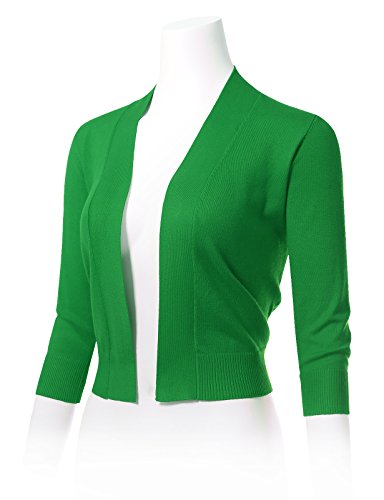 Image of Allsense Women's 3 /4 Sleeve Cropped Shrug Cardigan | Classic Bolero, Open-Front, Lightweight Soft Fine Knit Cover Up