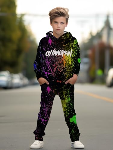 Vibrant Digital Print Boys' Hoodie & Pants Set | 5-14 Years | Polyester 2-Piece Outfit with Pockets2