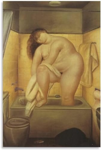 Toile Fernando Botero Femme au Bain Rompre la Monotonie des Murs Vides Tableau 40x60cm