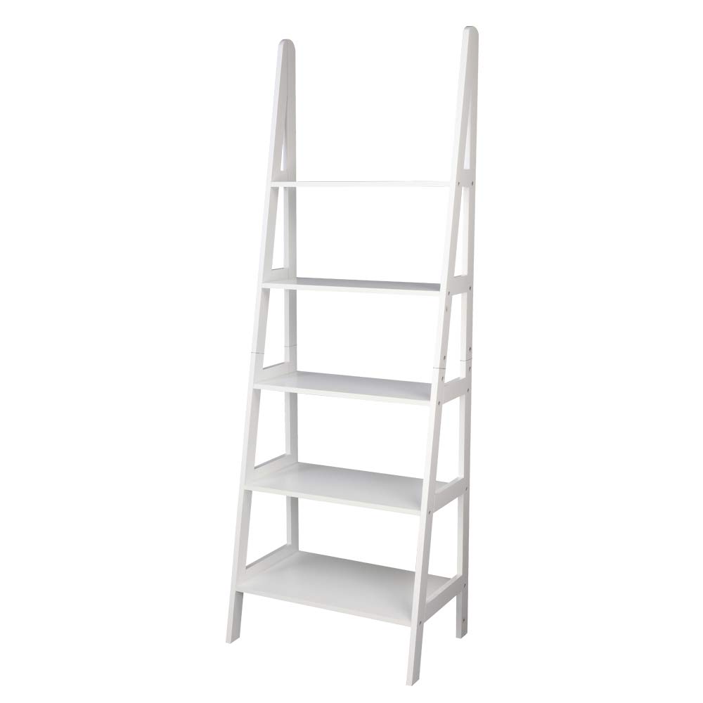 Buy Ladder Shelf, Wooden Leaning Ladder Shelf Bookcase 5Tier