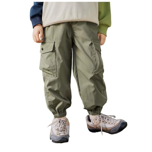 Teens Boys Cargo Pants with Multi Pockets Kids Solid Color Elastic Waist Baggy Casual Joggers Fall Outfit