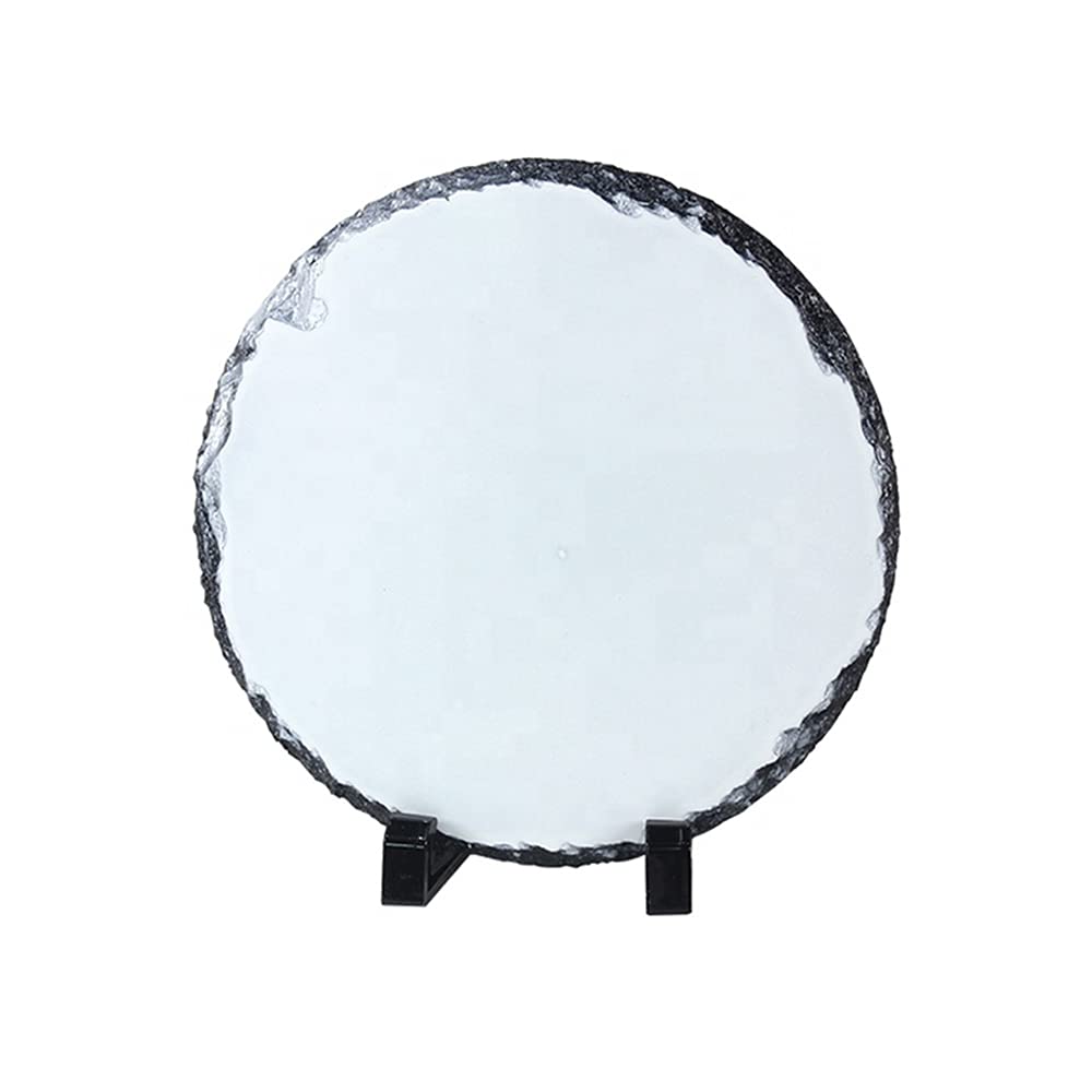 MR.R Sublimation Blank Round Rock Slate Photo Plaque Picture Frame, Customized Personalised Photo Frame Novelty For Wedding,Birthday,Baby Birth,diameter is 5.9 inch