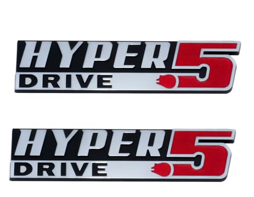 Image of Pair Set Hyper Drive Emblem 3D Badge Nameplate Sticker Replacement for Universal Vehicle,Truck,RV,SUV,Door Decoration (Silver Red)