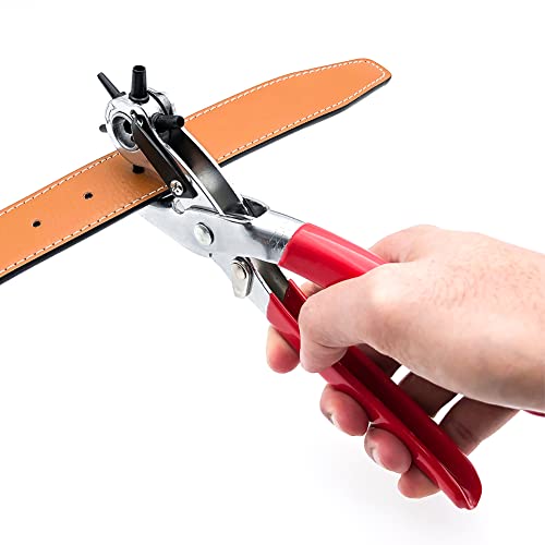 Image of Leather Hole Punch Tool,Belt Hole Puncher,Leather Punch Plier,Revolving Punch Plier Kit Punching,Leather Stamping Tools Used in Various Leather Materials.eg:Belt,Leather,Purse Strap,Watch Strap ect.