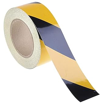 MINSALES Reflective Radium Diagonal Line Roll Warning Tape For Roadway Safety & Floor Marking (Yellow/Black, 2 inch -5 to 50 METER-)(FROM MINSHA EXPORTS) (10 METER)