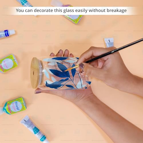 Image of Relayware's 510ML Glass Drinking Jars with Bamboo Lids & Glass Straws - 16oz Reusable Mason Jar Cups, Leak-Resistant Smoothie & Iced Coffee Tumblers for Home, Office & Travel (Pack of 1)