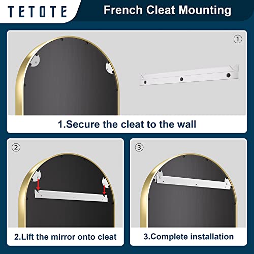 Tetote Gold Arched Mirror For Bathroom, 30X36 Wall Mounted Vanity Mirror, Brushed Brass Metal Framed Farmhouse Mirrors For Makeup, Decorative Shatterproof Mirror For Entryway, Living Room, Fireplace #TOP2