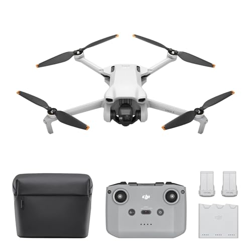 Bundle DJI Mini 3 Fly More – Mini drone caméra léger et pliable avec vidéo 4K HDR, temps de vol de 38 minutes, Prise verticale réelle et fonctions intelligentes, Télécommande