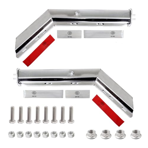 Image of 2 Pack Angled Stainless Steel Heavy Duty Spring Loaded Mud Flap Hanger Bracket Mudflap Holder Set for Semi Trucks 1-1 /8 inch Bolt Spacing 30 inch Length with Reflective Tapes (Bolt Spacing 1-1 /8 inch)