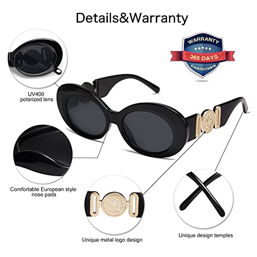 Vanlinker Trendy Womens Fashion Circle Round Polarized Sunglasses Jackie O Bold Chic Retro Oval Clout Goggles Sun Glasses Vl9687 Gold Frame Grey Lens #TOP2
