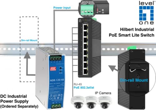 Levelone Hilbert - Switch Industriale Gigabit Poe Smart Lite A 8 Porte, 8 Uscite Poe, 802.3At/Af Poe - 4