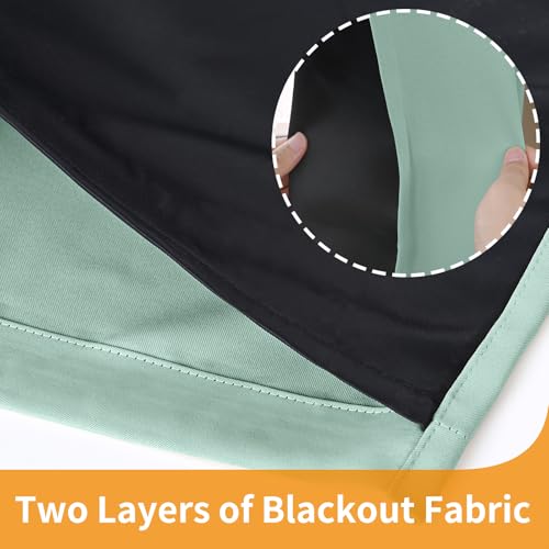 Image of YoungsTex Sage Green 100% Blackout Curtains for Bedroom 63 Inch Length 2 Panels, Heat Blocking Thermal Drapes with Grommet Insulated Darkening for Living Room, 60 X 63 Inch, 2 Panels