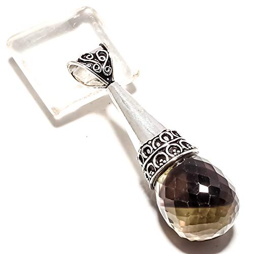 Pendentif en amétrine à facettes en argent 925 fait main au style vintage unique