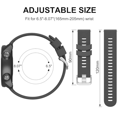 Image of Tobfit 20mm Straps Compatible with Garmin Forerunner 165 /165 Music, Forerunner 55 /158,245 /245 Music, 645 /645 Music Band for Women Men, Silicone Strap for Garmin Watch