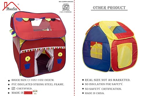 Image of Homecute Foldable Pop Up Hut Type Kids Toys Jumbo Size Play Tent House for Boys and Girls (Big Size Red)