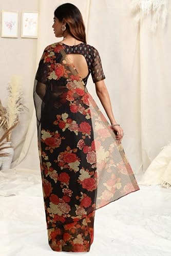 Image of MIRCHI FASHION Lightweight Kota Doria Cotton Saree | Floral Printed Summer Saree for Women | Breathable Ethnic Daily Wear Saree with Blouse Piece