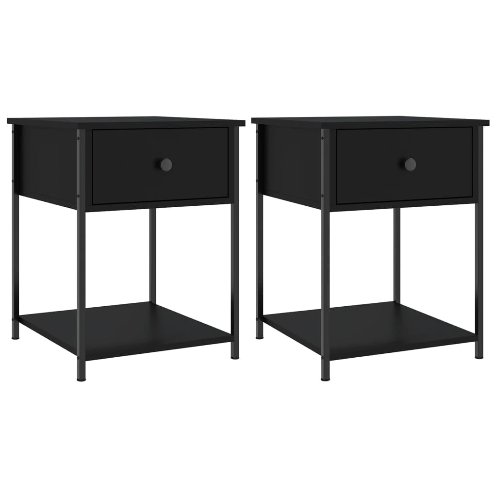 Mobiletto portaoggetti Comodino per camera da lettoComodini 2 pz Neri 44x45x58 cm in Legno MultistratoAdatto alle camere da letto