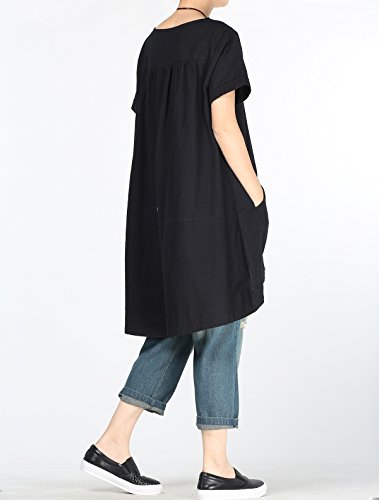 Minibee Women's Cotton Linen Short Sleeve Tunic/Top Tees4
