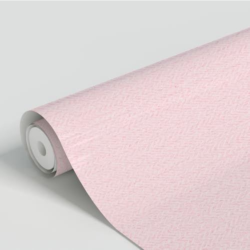 ANBILILA Papel Pintado Autoadhesivo Rosa con Textura de Tejido de Paja y Patrón de Espiga,40x500cm,Decoración para Paredes de Sala,Dormitorio,Cocina,Baño,Renovación de Muebles
