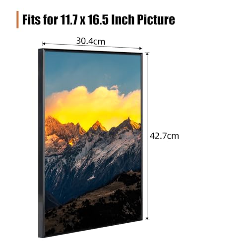 Homso XKJS-BLACK-A3 Picture Frame In Black - 11.7X16.5 Frame Metal Aluminum A3 Poster Frames Thin Border A3 Frame With Shatter-Resistan Acrylic thumb #3