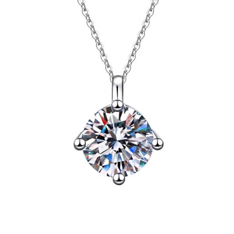 Chaîne en or blanc avec pendentif moissanite pour femmes et collier de mariage S925