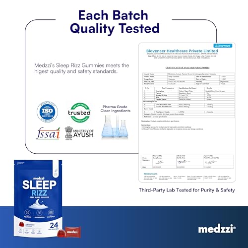 Image of Sleep Gummies with Melatonin, Ashwagandha & Chamomile | Promotes Deep Sleep, Reduces Stress & Calms Mind | Strawberry Flavour | 24 Veg Gummies