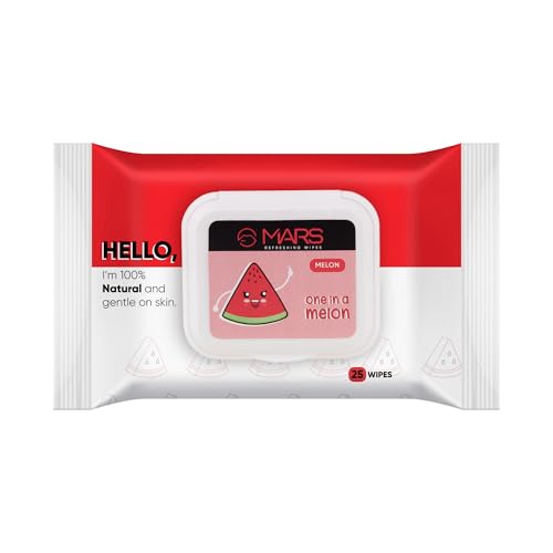Image of MARS Refreshing Wet Wipes for Face| Facial Cleansing | Refreshing & Skin Hydration| Soothing for skin | pH Balance & Alcohol Free | Nourishing with Fruit extract | 25 Wipes (Watermelon)