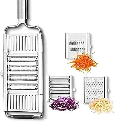 BullBear 6 in 1 Stainless Steel Kitchen Chips Chopper Cutter Slicer and Grater with Handle Premium Vegetable and Fruit Chips, Potato Slicer Maker Multipurpose