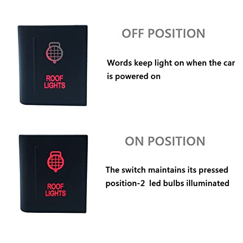 Image of Red Led Car Push Button Switch with Wires for VW Volkswagen Amarok 3Amp 12V (ROOF Lights-Left Side)