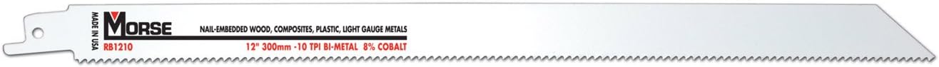 MK Morse RB1210T05 Bimetal Reciprocating Saw Blade, 12-Inch 10TPI, 5-Pack