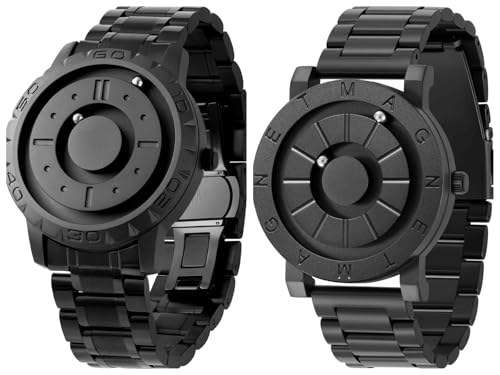 Montre à billes magnétiques étanche 3ATM au cadran noir sans verre de 40 mm