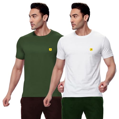 Image of AMUL COMFY Men's Cotton Plain Round Neck Half Sleeve Casual T-Shirts