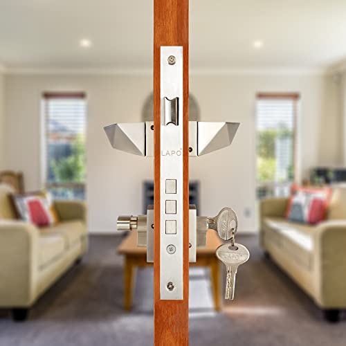 Image of LAPO Heavy-Duty Locks for Home | Fits with 30-50mm Doors | 70mm Cylinder | 3 Brass Keys | Matt Finish | 50x85 Lock Body | Left-Right Door Compatibility |Easy Install | 3 Years Warranty | Ro-165