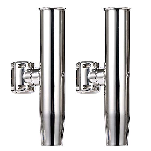 Image of Amarine Made Stainless Clamp on Adjustable Fishing Rod Holder for Rails 1-1 /2 inch to 1-3 /4 inch