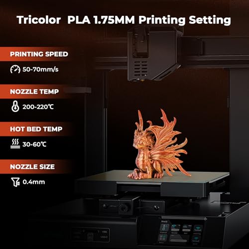 Image of AMOLEN Silk PLA 3D Printer Filament, Tri Color Coral Gold Turquoise PLA 1.75mm, Shiny Multi Color Change Filament 3D Printing PLA Filament for Most FDM 3D Printer, 1kg Spool(2.2lbs)