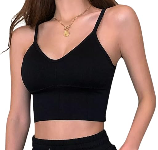 Sports Bras Tank top Low Back Sleep Bra Seamless Without Steel Ring Round Neck Cami Everyday Backless Bra for Women Free Size (28 Till 32) Black-image-2