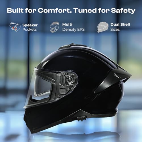 Image of SMK Typhoon Solid ISI, DOT and ECE 06 Certified Full Face Helmet with Pinlock and Dual Visor (GL200 - XL)