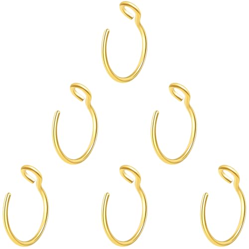 6 Pcs Nose Rings Hoops Nose Piercings Nose Piercing Jewelry Faux Fake Nose Ring 20G Gold Hoop Nose Rings for Women Men Clip On Surgical Steel Nose Ring 20 Gauge Stainless Steel Fake Piercings Septum Nostril Lip Piercing Jewelry Lip Nose Hoop Hoops for Women Men Nose Cuffs Hypoallergenic Cute
